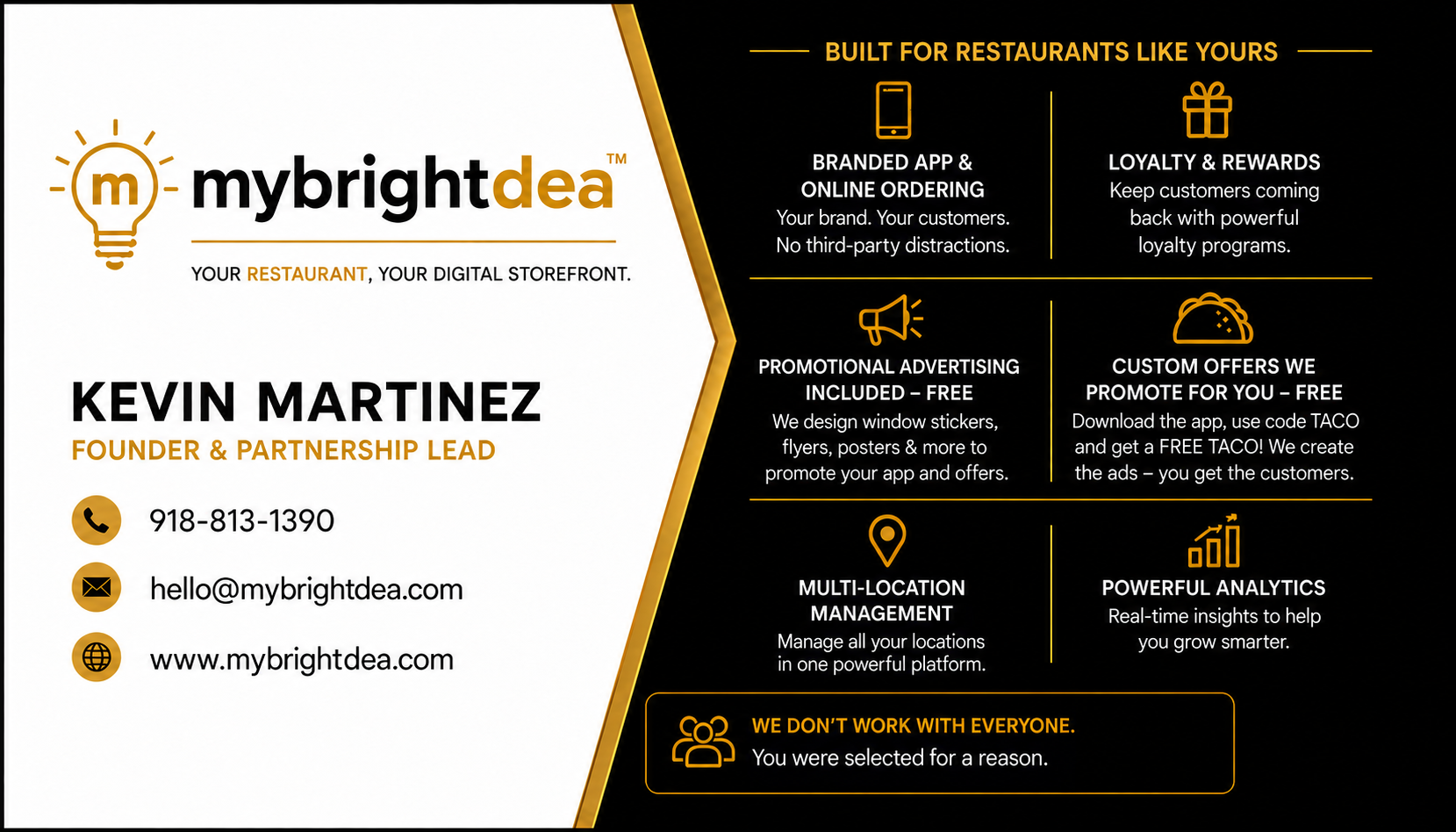 MyBrightDea business card feature overview
